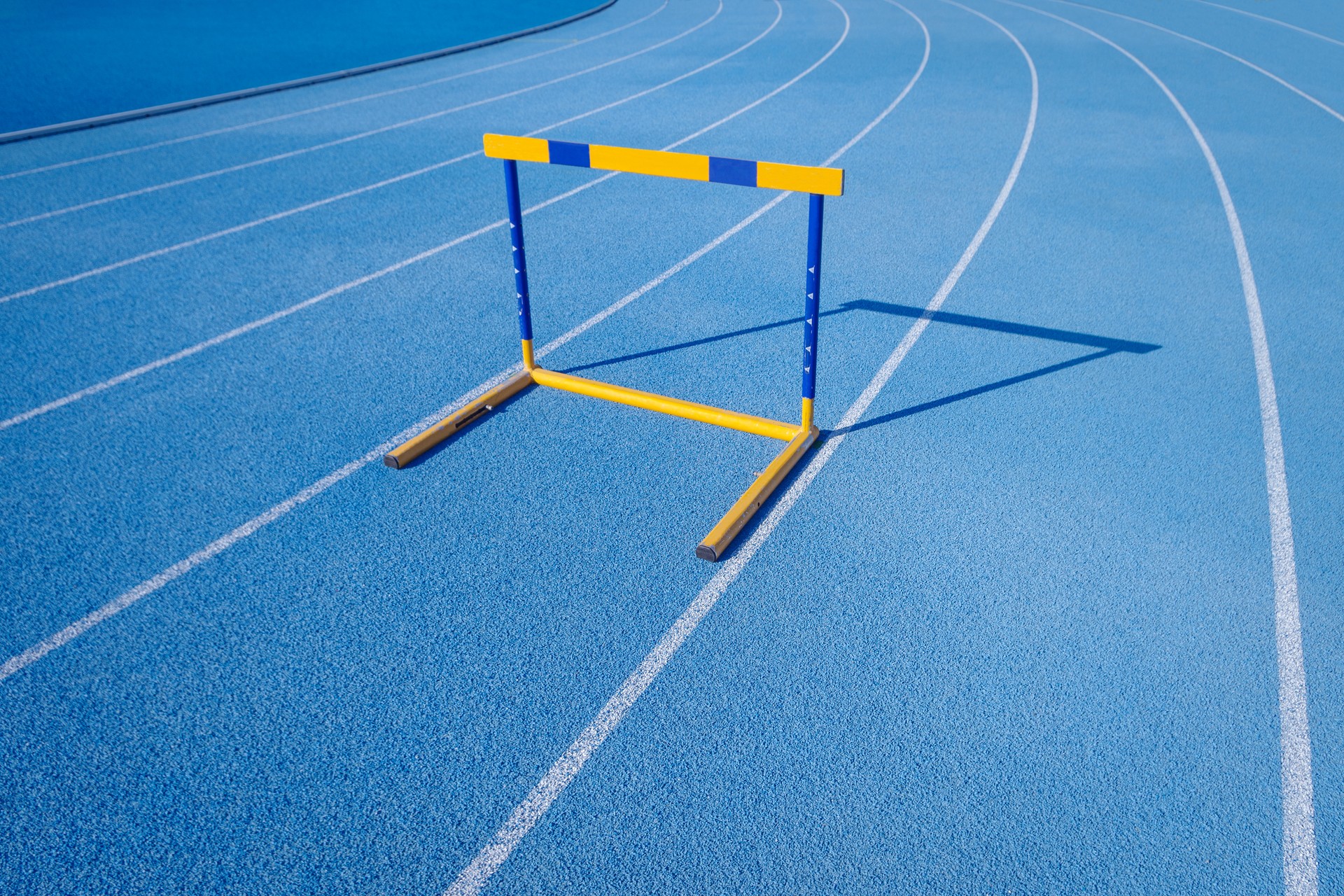 Hurdles on athletic running track